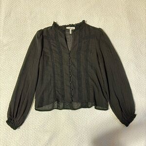 NWOT Black Button-Down Blouse